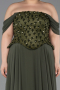 Robe de Soirée Grande Taille Longue Mousseline Kaki ABU6260