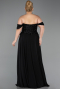 Robe de Soirée Grande Taille Longue Mousseline Noir ABU6260