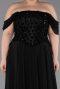 Robe de Soirée Grande Taille Longue Mousseline Noir ABU6260