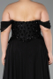 Robe de Soirée Grande Taille Longue Mousseline Noir ABU6260