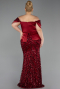 Robe de Soirée Grande Taille Longue Squameuse Rouge Bordeaux ABU6262