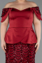 Robe de Soirée Grande Taille Longue Squameuse Rouge Bordeaux ABU6262