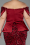 Robe de Soirée Grande Taille Longue Squameuse Rouge Bordeaux ABU6262