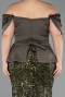 Robe de Soirée Grande Taille Longue Squameuse Kaki ABU6262