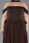 Robe Grande Taille Longue Mousseline Brun ABU6247