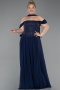 Robe Grande Taille Longue Mousseline Bleu Marine ABU6247