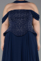 Robe Grande Taille Longue Mousseline Bleu Marine ABU6247