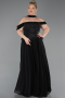 Robe Grande Taille Longue Mousseline Noir ABU6247