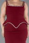 Robe de Soirée Grande Taille Longue Rouge Bordeaux ABU6248