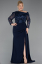 Robe Grande Taille Longue Bleu Marine ABU6213