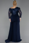 Robe Grande Taille Longue Bleu Marine ABU6213