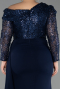 Robe Grande Taille Longue Bleu Marine ABU6213