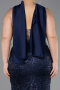 Robe De Soirée Grande Taille Longue Perlé Bleu Marine ABU6258