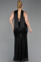 Robe De Soirée Grande Taille Longue Perlé Noir ABU6258