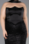 Robe De Soirée Grande Taille Longue Perlé Noir ABU6258
