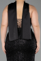Robe De Soirée Grande Taille Longue Perlé Noir ABU6258