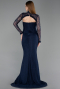 Robe de Soirée Longue Dantelle Bleu Marine ABU6207
