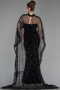 Robe de Soirée Longue Perlé Noir ABU6220