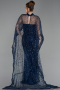 Robe de Soirée Longue Perlé Bleu Marine ABU6220