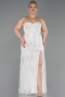 Robe de Soirée Grande Taille Longue Perlé Blanc ABU6206
