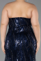 Robe de Soirée Grande Taille Longue Perlé Bleu Marine ABU6206