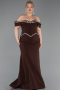 Robe De Soirée Grande Taille Longue Brun ABU6199