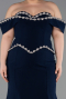Robe De Soirée Grande Taille Longue Bleu Marine ABU6199