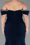 Robe De Soirée Grande Taille Longue Bleu Marine ABU6199