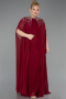 Robe De Soirée Grande Taille Mousseline Longue Rouge Bordeaux ABU5845