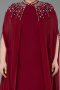 Robe De Soirée Grande Taille Mousseline Longue Rouge Bordeaux ABU5845