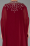 Robe De Soirée Grande Taille Mousseline Longue Rouge Bordeaux ABU5845