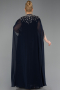 Robe De Soirée Grande Taille Longue Mousseline Bleu Marine ABU5845