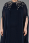 Robe De Soirée Grande Taille Longue Mousseline Bleu Marine ABU5845