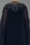 Robe De Soirée Grande Taille Longue Mousseline Bleu Marine ABU5845