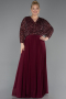 Robe Grande Taille Mousseline Longue Rouge Bordeaux ABU5859