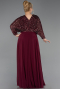 Robe Grande Taille Mousseline Longue Rouge Bordeaux ABU5859