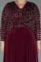 Robe Grande Taille Mousseline Longue Rouge Bordeaux ABU5859
