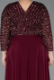 Robe Grande Taille Mousseline Longue Rouge Bordeaux ABU5859