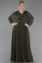 Robe Grande Taille Mousseline Longue Kaki ABU5859