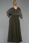 Robe Grande Taille Mousseline Longue Kaki ABU5859