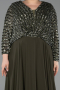 Robe Grande Taille Mousseline Longue Kaki ABU5859
