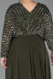 Robe Grande Taille Mousseline Longue Kaki ABU5859