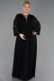 Robe De Soirée Grande Taille Longue Mousseline Noir ABU6178