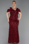 Robe de Soirée Grande Taille Longue Squameuse Rouge Bordeaux ABU6257