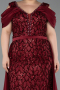 Robe de Soirée Grande Taille Longue Squameuse Rouge Bordeaux ABU6257