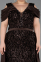 Robe de Soirée Grande Taille Longue Squameuse Brun ABU6257