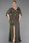 Robe de Soirée Grande Taille Longue Perlé Kaki ABU6261