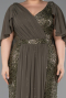 Robe de Soirée Grande Taille Longue Perlé Kaki ABU6261