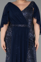 Robe de Soirée Grande Taille Longue Perlé Bleu Marine ABU6261