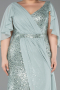 Robe de Soirée Grande Taille Longue Perlé Menthe ABU6261